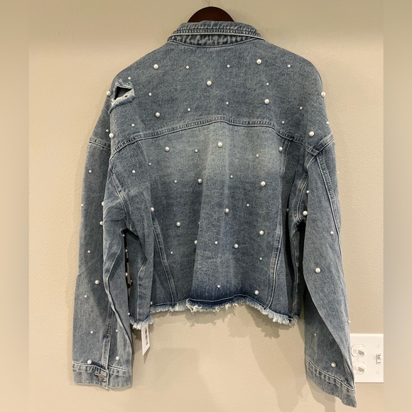 Pearl Distressed Denim Jacket - Picture 3 of 4